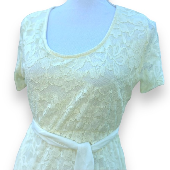 Dress w/  Floral Lace Overlay and Belt